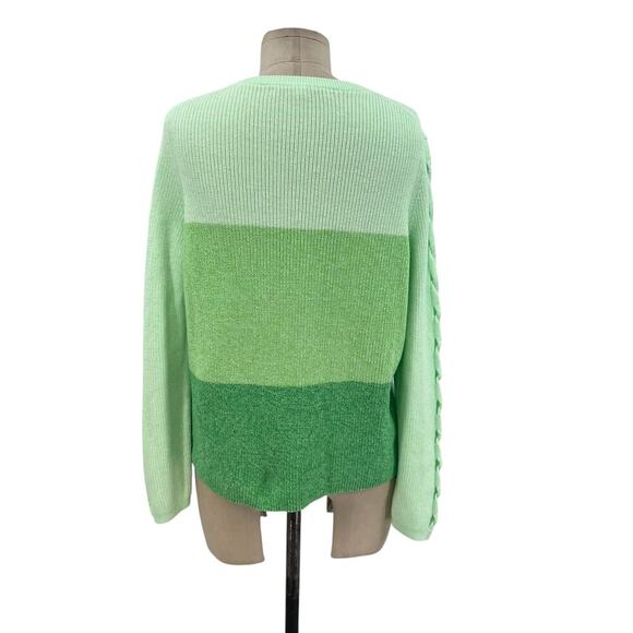 Lilly Pulitzer Cortina Sweater‎ Cut Out Sleeves Knit Ombre Green Size Large - Picture 9 of 14